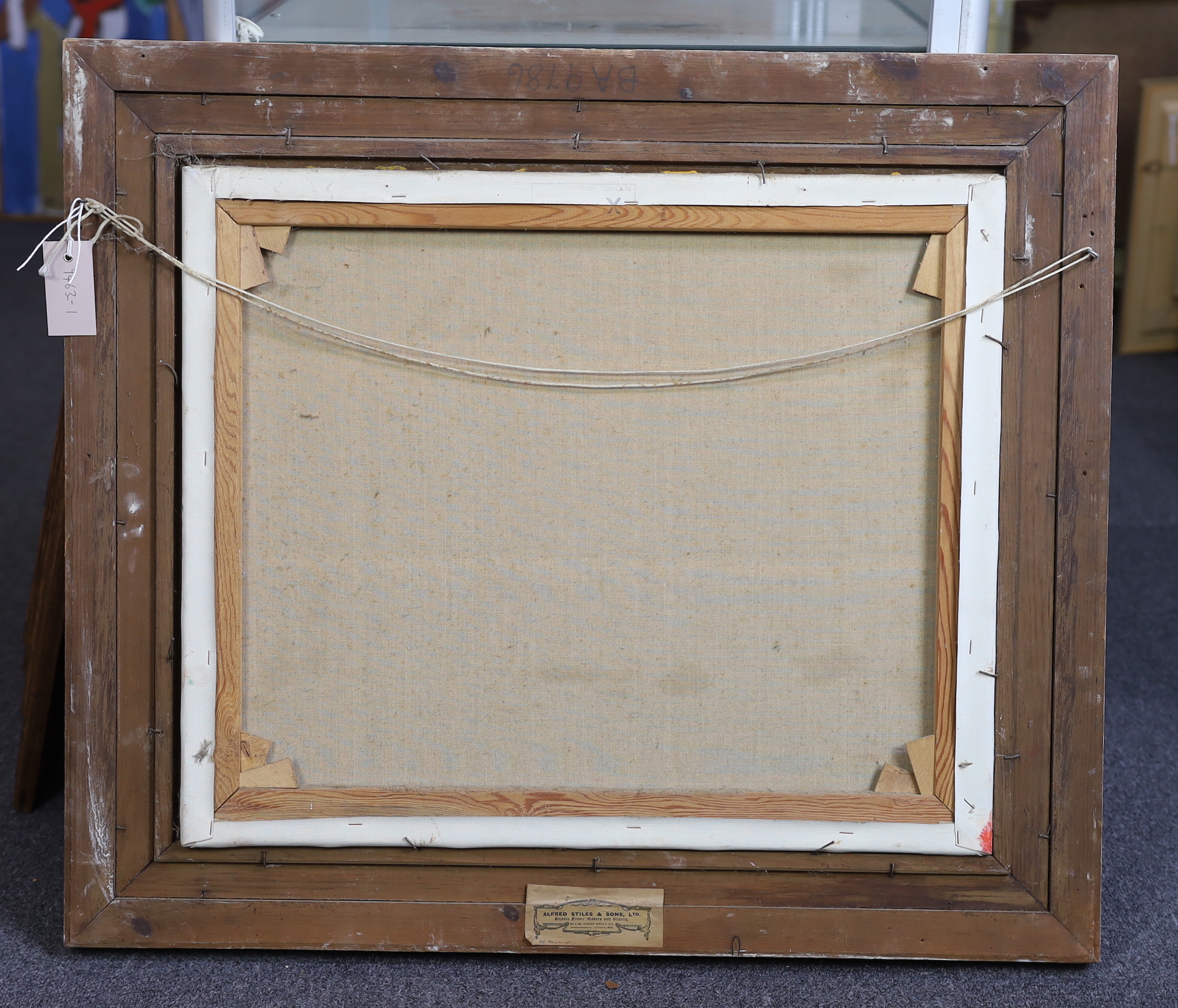 George Hooper (British, 1910-1994), House and barn, oil on canvas, 50 x 60cm